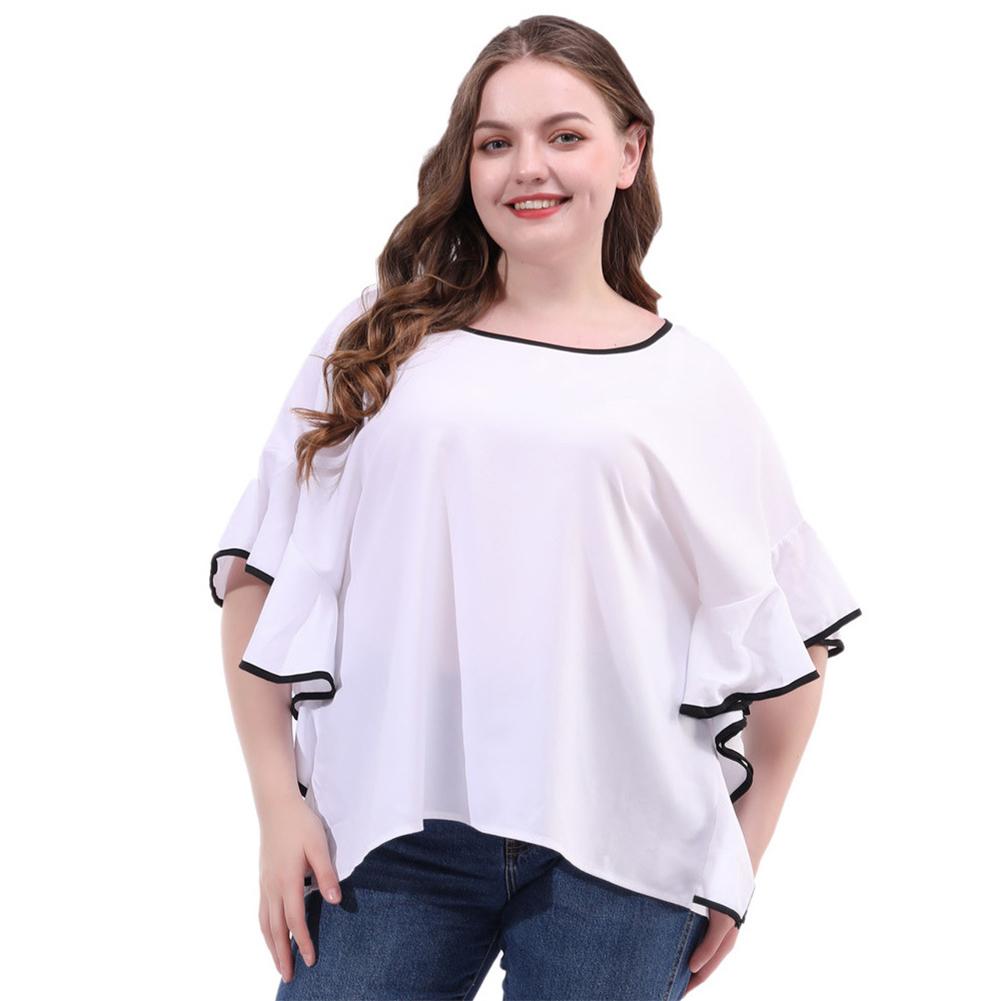 Womens Plus Size Peach Floral Top with Necklace 2XL Ruffled Neckline Stretch